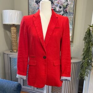 Willi Smith Bright Orange Linen Women's Blazer Medium